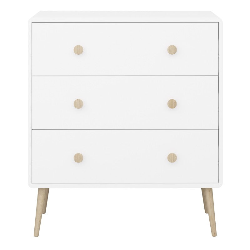 Gaia Chest of 3 Drawers - Pure White - The Furniture Mega Store 