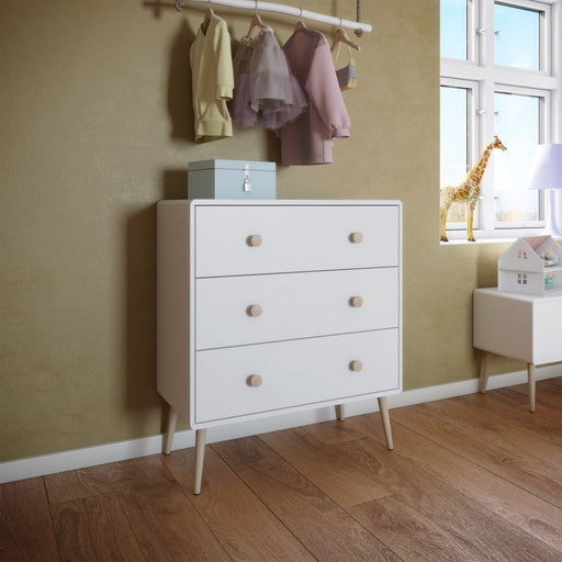 Gaia Chest of 3 Drawers - Pure White - The Furniture Mega Store