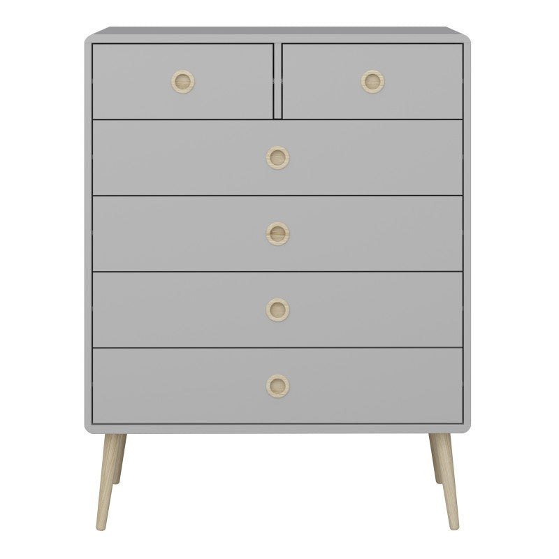 Softline 2 Over 4 Chest Of Drawers - Grey - The Furniture Mega Store 