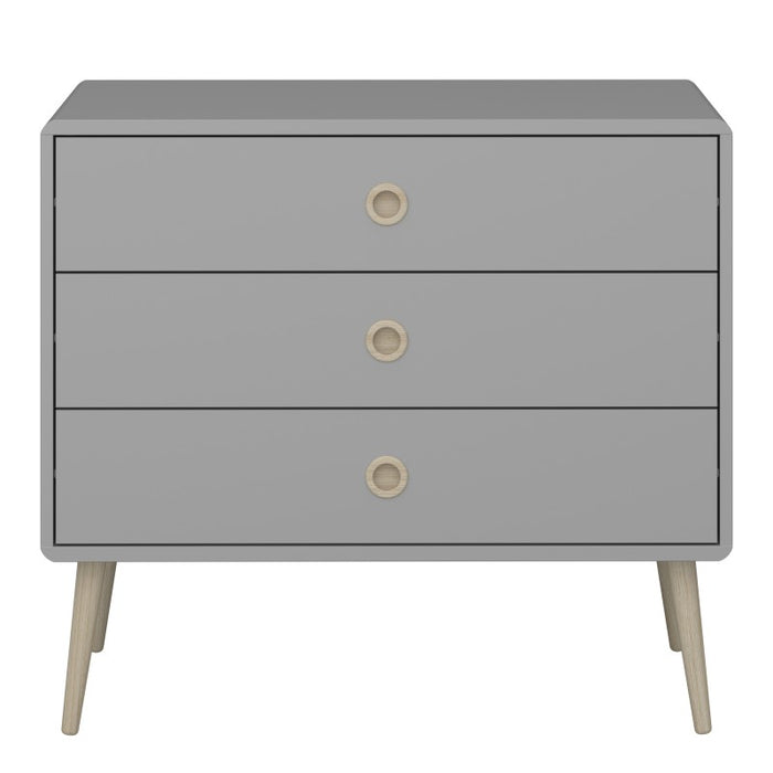 Softline 3 Drawer Wide Chest Of Drawers - Grey - The Furniture Mega Store 