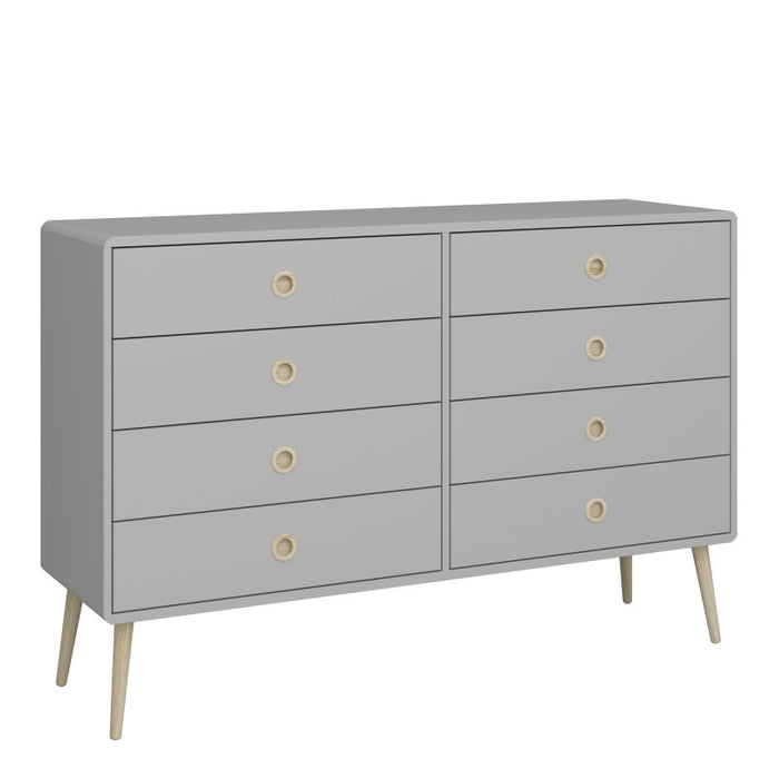 Softline 4 + 4 Drawer Wide Chest Of Drawers - Grey - The Furniture Mega Store 