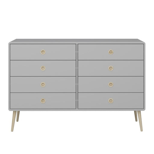 Softline 4 + 4 Drawer Wide Chest Of Drawers - Grey - The Furniture Mega Store 