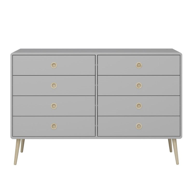 Softline 4 + 4 Drawer Wide Chest Of Drawers - Grey - The Furniture Mega Store 