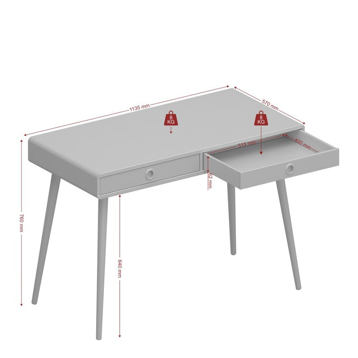 Softline 2 Drawer Desk / Dressing Table - Grey - The Furniture Mega Store 