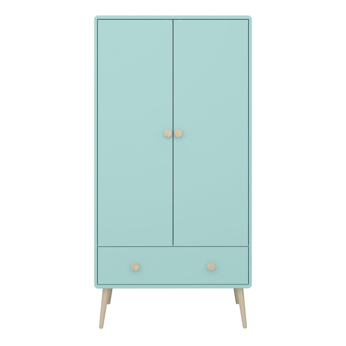 Gaia 2 Door 1 Drawer Wardrobe - Cool Mint - The Furniture Mega Store 