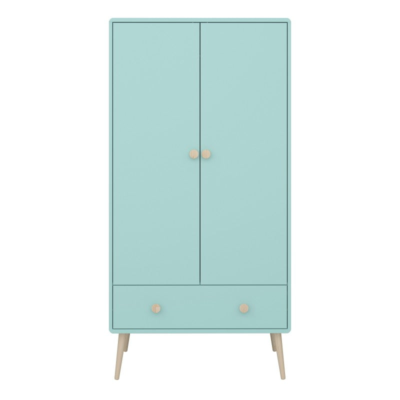 Gaia 2 Door 1 Drawer Wardrobe - Cool Mint - The Furniture Mega Store 