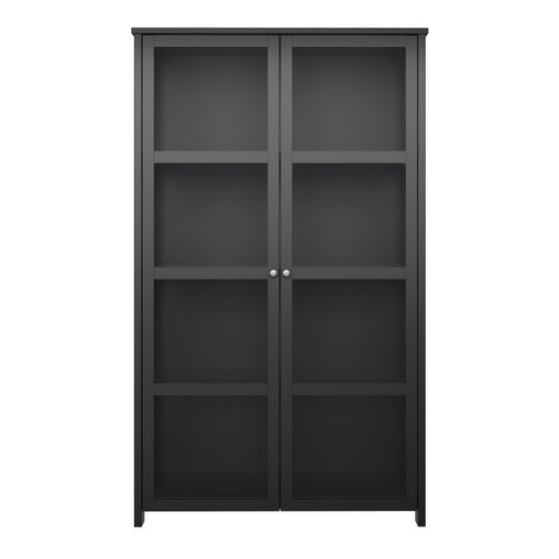 Showcase Glazed 2 Door Black Painted Display Cabinet - The Furniture Mega Store 