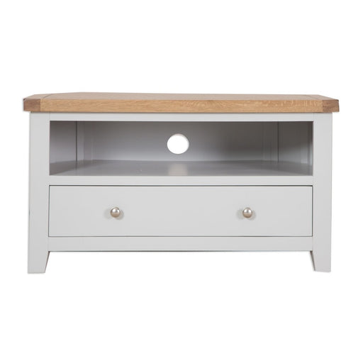 St.Ives French Grey & Oak 1 Drawer Corner TV Cabinet - The Furniture Mega Store 