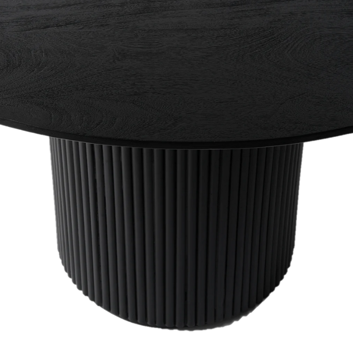 Miles Charcoal Fluted Mango Wooden Top Round Dining Table 120cm - The Furniture Mega Store 
