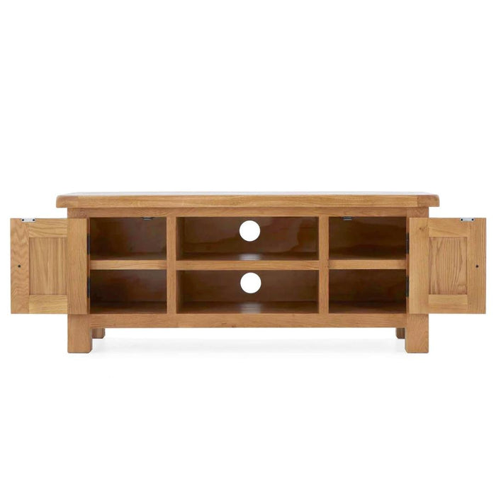 Sailsbury Solid Oak Large 2 Door TV Unit - 120cm - The Furniture Mega Store 