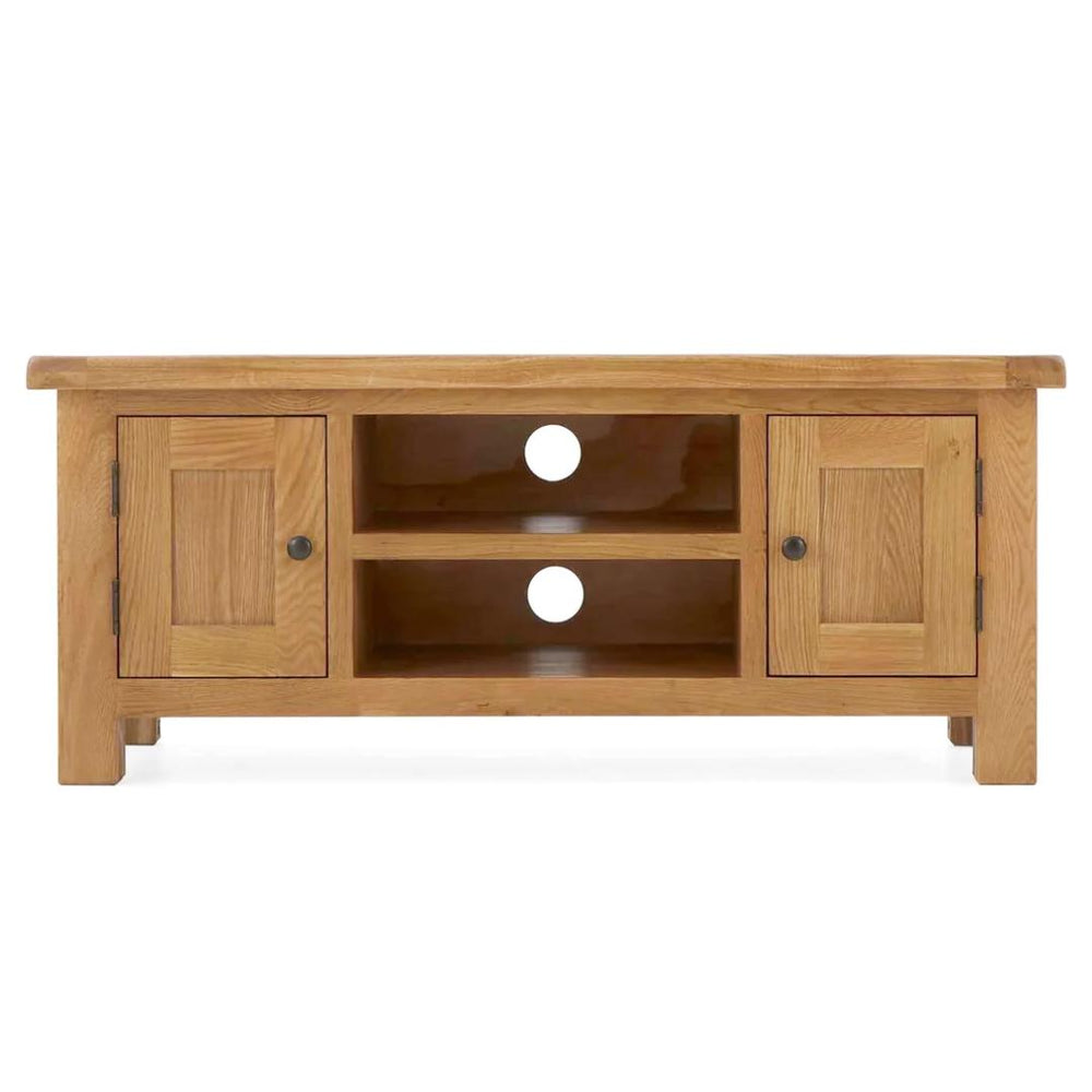 Sailsbury Solid Oak Large 2 Door TV Unit - 120cm - The Furniture Mega Store 