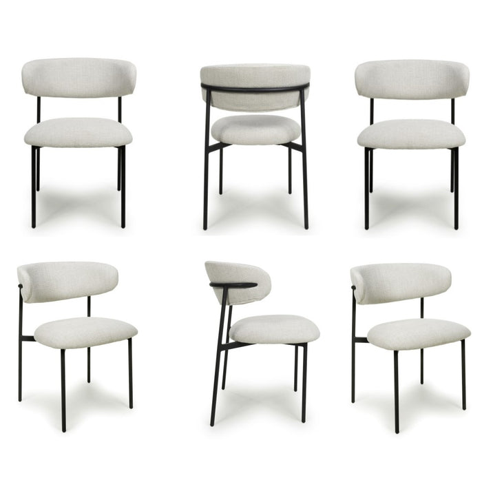 Muse Natural Linen Effect Dining Chairs - Sold In Pairs - The Furniture Mega Store 