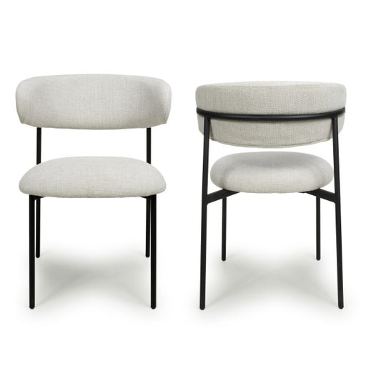 Muse Natural Linen Effect Dining Chairs - Sold In Pairs - The Furniture Mega Store 