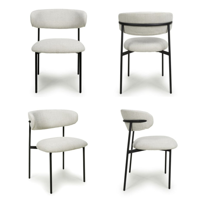 Muse Natural Linen Effect Dining Chairs - Sold In Pairs - The Furniture Mega Store 