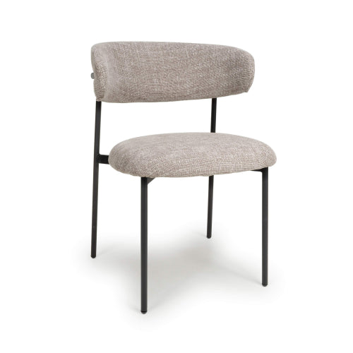 Muse Oatmeal Tweed Effect Dining Chairs - Sold In Pairs - The Furniture Mega Store 