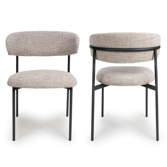 Muse Oatmeal Tweed Effect Dining Chairs - Sold In Pairs - The Furniture Mega Store 