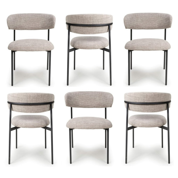 Muse Oatmeal Tweed Effect Dining Chairs - Sold In Pairs - The Furniture Mega Store 