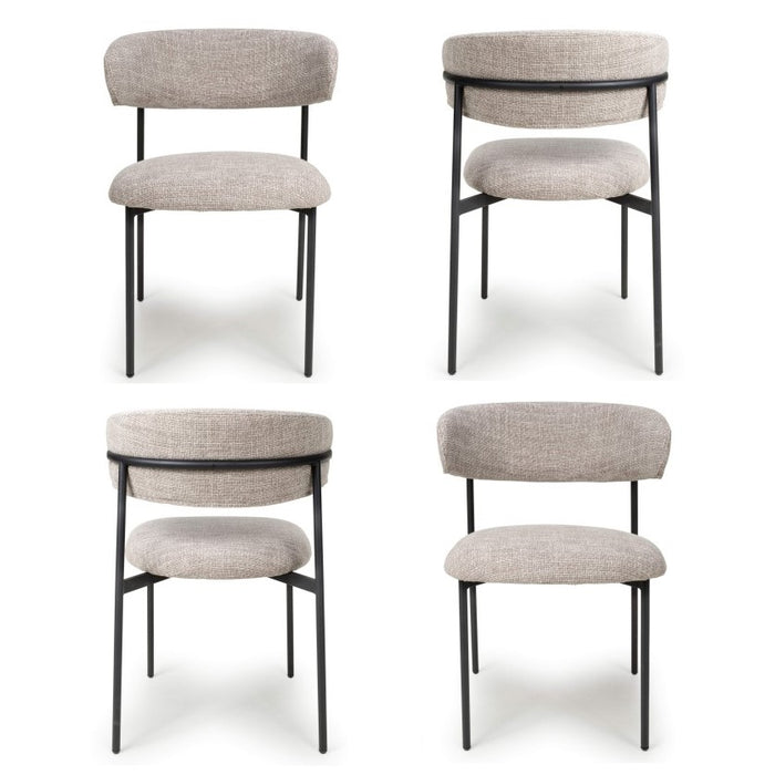 Muse Oatmeal Tweed Effect Dining Chairs - Sold In Pairs - The Furniture Mega Store 