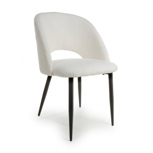 Atlantic White Boucle Dining Chairs - Sold In Pairs - The Furniture Mega Store 