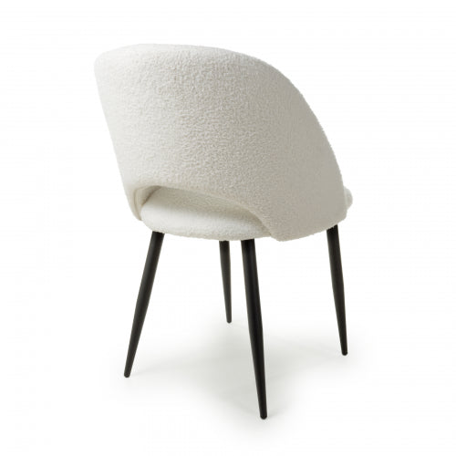 Atlantic White Boucle Dining Chairs - Sold In Pairs - The Furniture Mega Store 