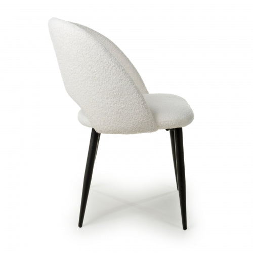 Atlantic White Boucle Dining Chairs - Sold In Pairs - The Furniture Mega Store 