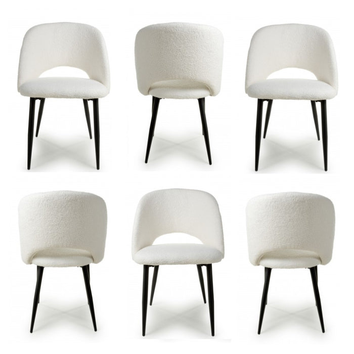 Atlantic White Boucle Dining Chairs - Sold In Pairs - The Furniture Mega Store 