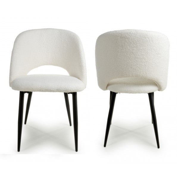 Atlantic White Boucle Dining Chairs - Sold In Pairs - The Furniture Mega Store 