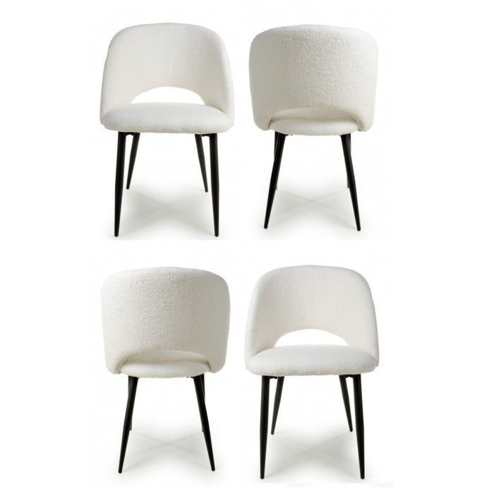 Atlantic White Boucle Dining Chairs - Sold In Pairs - The Furniture Mega Store 