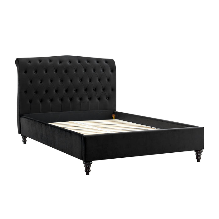 Rosa 4'6 Double Bed - Black - The Furniture Mega Store 