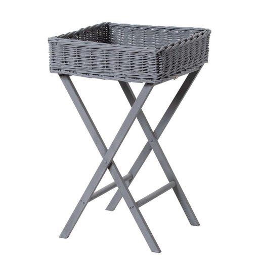 Large Grey Wicker Basket Butler Tray Table