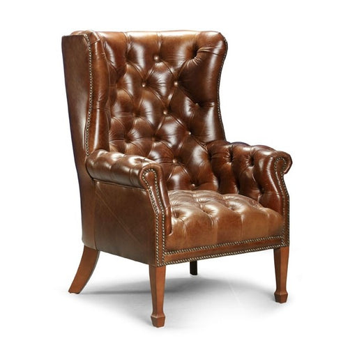 Highgrove Vintage Leather Chesterfield Wingback Chair - Choice Of Leathers & Feet - The Furniture Mega Store 