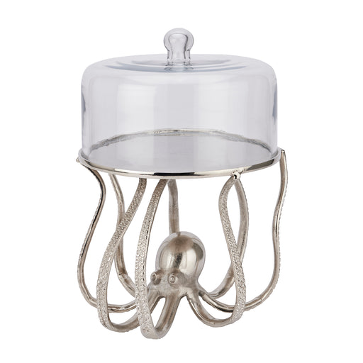 Large Silver Octopus Cake Stand Cloche - The Furniture Mega Store 