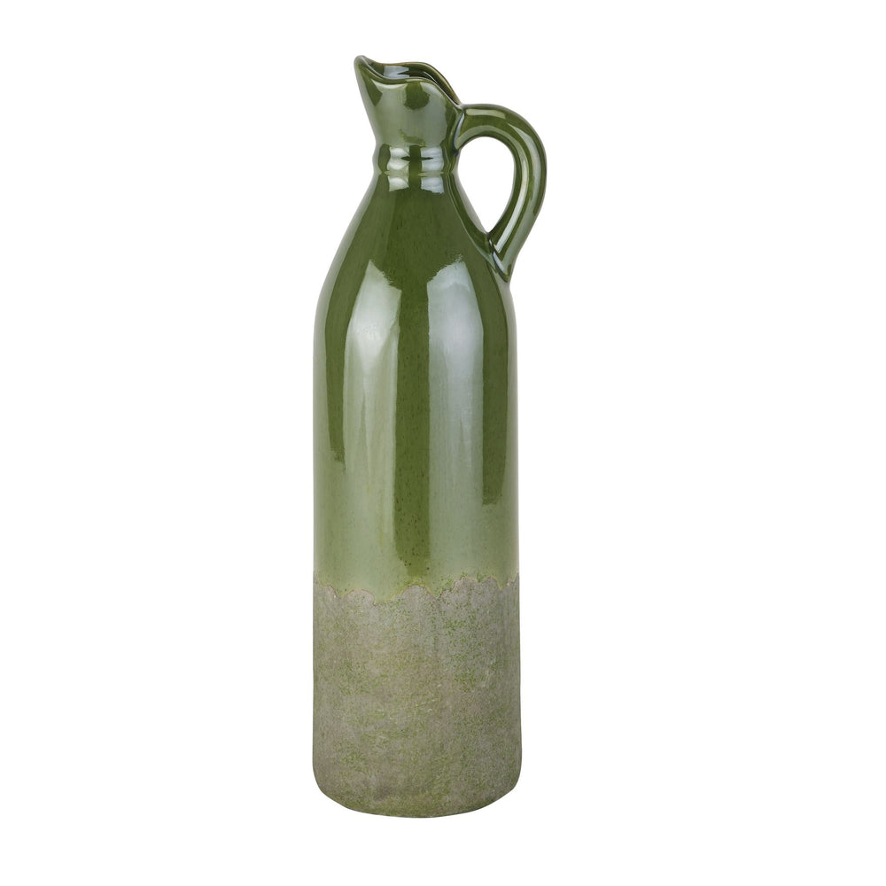 Decorative Tall Olive Stoneware Jug - The Furniture Mega Store 