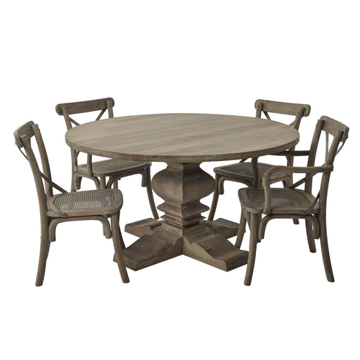 Grove Round 150cm Pedestal Dining Table & 4 Dining Chairs - The Furniture Mega Store 