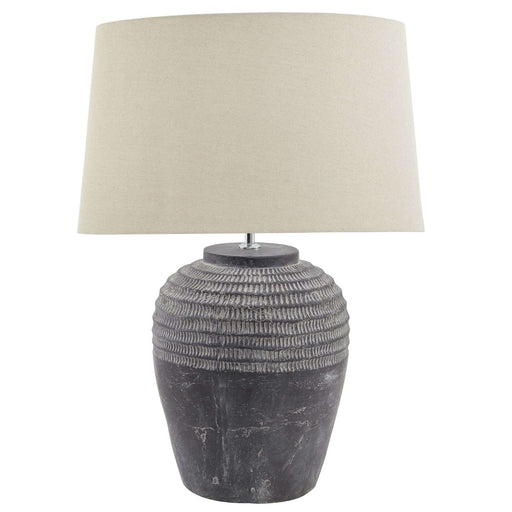 Amalfi Grey Stone Carved Lamp - The Furniture Mega Store 