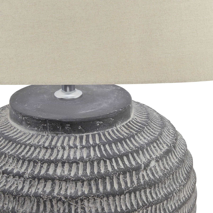 Amalfi Grey Stone Carved Lamp - The Furniture Mega Store 