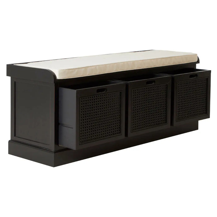 Heritage Black Storage Hall Bench Seat - The Furniture Mega Store 