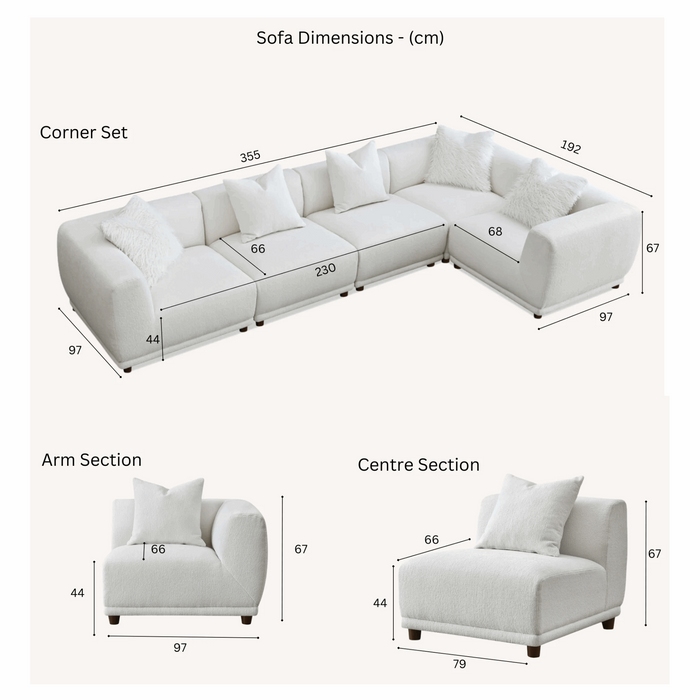 Lottie Modular Corner Sofa - Polar White Boucle - The Furniture Mega Store 