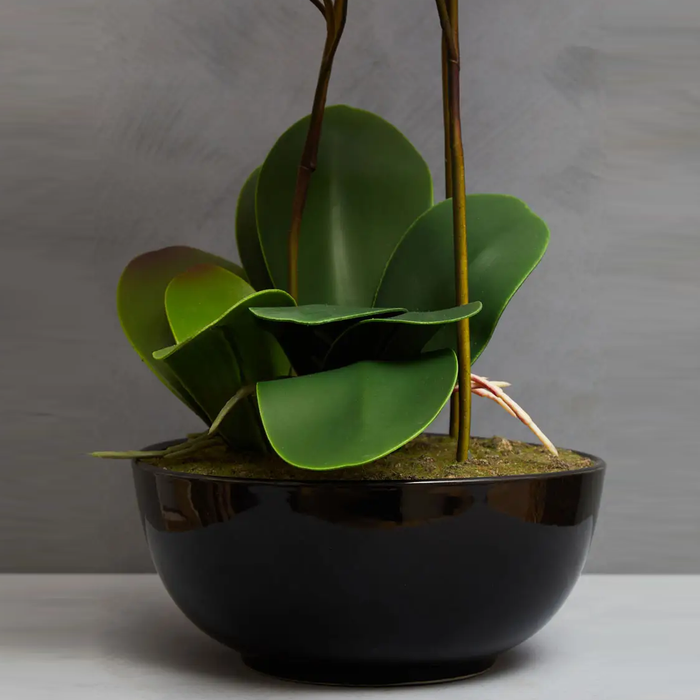 Extra Large Real Touch Purple Orchid Plant In Black Ceramic Pot - 81cm Tall - The Furniture Mega Store 