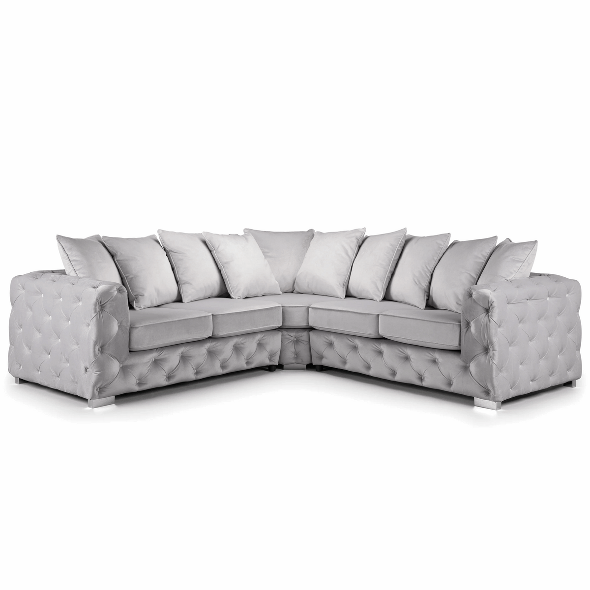Alexa Plush Velvet Corner Sofa Pillow Or Classic Back Choice Of Sizes & Colours The