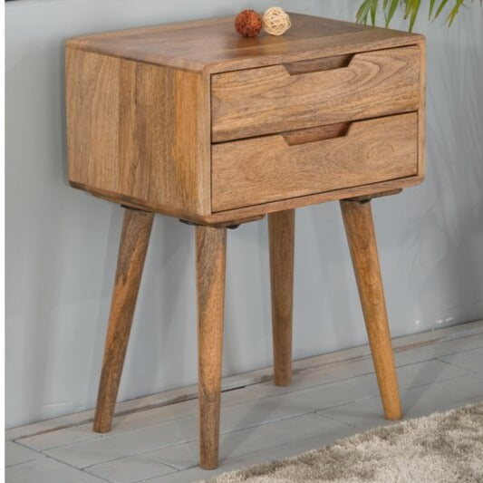 Janeiro Mango Wood 2 Drawer Side Table - The Furniture Mega Store 
