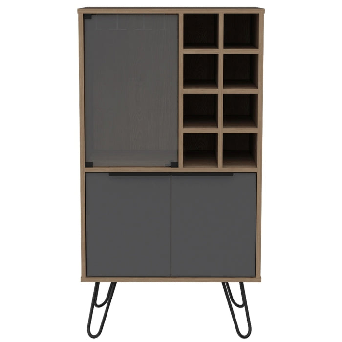 Vegas Grey Melamine Wine Cabinet with Hairpin Legs - The Furniture Mega Store 