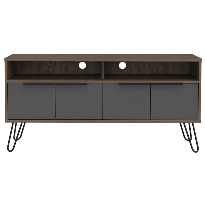 Vegas Grey Melamine Wide TV Unit with Hairpin Legs - The Furniture Mega Store 