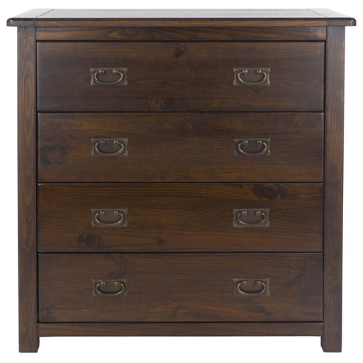Boston Dark Wood 4 Drawer Chest - The Furniture Mega Store