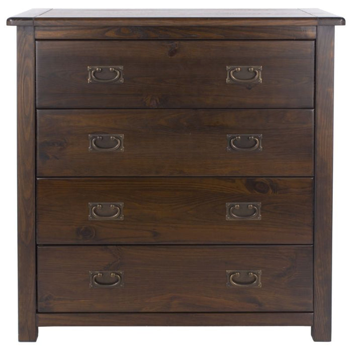 Boston Dark Wood 4 Drawer Chest - The Furniture Mega Store 