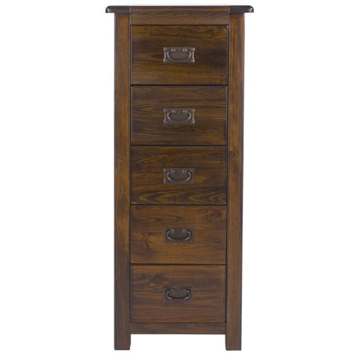 Boston Dark Wood 5 Drawer Narrow Chest - The Furniture Mega Store 