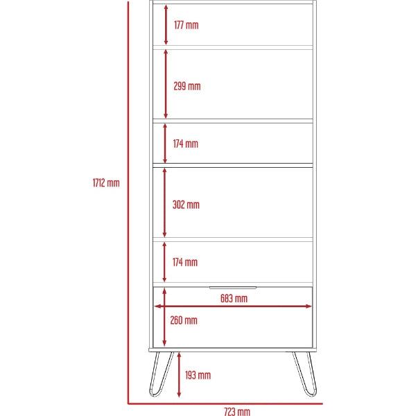 Vegas Grey Melamine Bookcase with Hairpin Legs - The Furniture Mega Store 