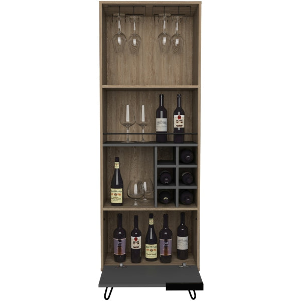 Vegas Grey Melamine Tall Drinks Cabinet with Hairpin Legs - The Furniture Mega Store 