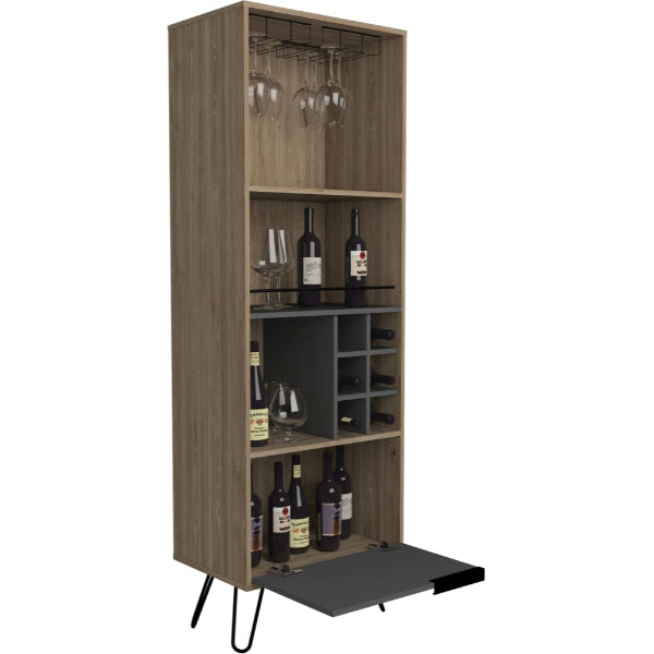 Vegas Grey Melamine Tall Drinks Cabinet with Hairpin Legs - The Furniture Mega Store 