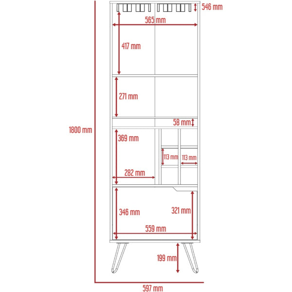 Vegas Grey Melamine Tall Drinks Cabinet with Hairpin Legs - The Furniture Mega Store 